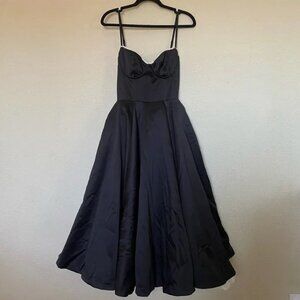 House of CB 'Mademoiselle' Black Satin Tulle Midi Dress | SIZE MEDIUM